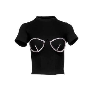 AREA CRYSTAL BUSTIER CUP T-SHIRT